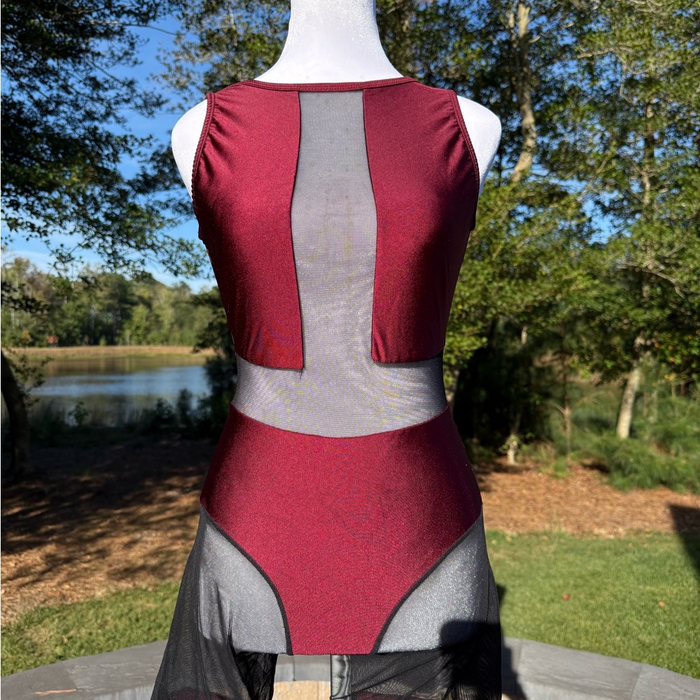Burgundy and Black Sheer AA dance costume